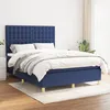 Image de Sommier À Lattes De Lit Avec Matelas Bleu 140x190 Cm Tissu Vidaxl
