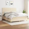 Image de Sommier À Lattes De Lit Avec Matelas Crème 160x200 Cm Tissu Vidaxl