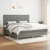 Image de Sommier À Lattes De Lit Avec Matelas Gris Foncé 200x200cm Tissu Vidaxl