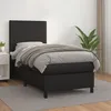 Image de Sommier À Lattes De Lit Avec Matelas Noir 90x200 Cm Similicuir Vidaxl