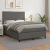Image de Sommier À Lattes De Lit Avec Matelas Gris 140x200 Cm Similicuir Vidaxl
