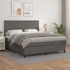 Image de Sommier À Lattes De Lit Avec Matelas Gris 160x200 Cm Similicuir Vidaxl