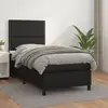 Image de Sommier À Lattes De Lit Avec Matelas Noir 100x200 Cm Similicuir Vidaxl