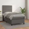 Image de Sommier À Lattes De Lit Avec Matelas Gris 100x200 Cm Similicuir Vidaxl