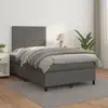 Image de Sommier À Lattes De Lit Avec Matelas Gris 120x200 Cm Similicuir Vidaxl