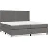 Image de Sommier À Lattes De Lit Avec Matelas Gris 200x200 Cm Similicuir Vidaxl