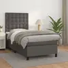 Image de Sommier À Lattes De Lit Avec Matelas Gris 90x200 Cm Similicuir Vidaxl