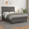 Image de Sommier À Lattes De Lit Avec Matelas Gris 140x200 Cm Similicuir Vidaxl