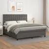 Image de Sommier À Lattes De Lit Avec Matelas Gris 160x200 Cm Similicuir Vidaxl