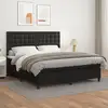 Image de Sommier À Lattes De Lit Avec Matelas Noir 180x200 Cm Similicuir Vidaxl