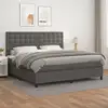 Image de Sommier À Lattes De Lit Avec Matelas Gris 200x200 Cm Similicuir Vidaxl