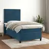 Image de Sommier À Lattes De Lit Avec Matelas Bleu Foncé 100x200 Cm Vidaxl
