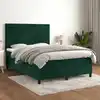 Image de Sommier À Lattes De Lit Et Matelas Vert Foncé 140x200cm Velours Vidaxl