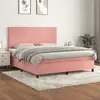 Image de Sommier À Lattes De Lit Avec Matelas Rose 160x200 Cm Velours Vidaxl