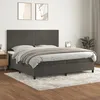 Image de Sommier À Lattes De Lit Et Matelas Gris Foncé 200x200cm Velours Vidaxl