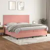 Image de Sommier À Lattes De Lit Avec Matelas Rose 200x200 Cm Velours Vidaxl