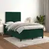 Image de Sommier À Lattes De Lit Et Matelas Vert Foncé 120x200cm Velours Vidaxl