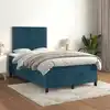 Image de Sommier    Lattes De Lit Et Matelas Bleu Fonc © 120x200cm Velours Vidaxl