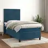 Image de Sommier À Lattes De Lit Avec Matelas Bleu Foncé 90x190 Cm Vidaxl