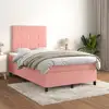 Image de Sommier À Lattes De Lit Avec Matelas Rose 120x200 Cm Velours Vidaxl