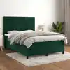 Image de Sommier À Lattes De Lit Et Matelas Vert Foncé 140x190cm Velours Vidaxl