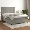 Image de Sommier À Lattes De Lit Et Matelas Gris Clair 140x200cm Velours Vidaxl