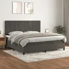 Image de Sommier À Lattes De Lit Et Matelas Gris Foncé 200x200cm Velours Vidaxl