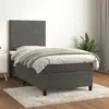 Image de Sommier À Lattes De Lit Et Matelas Gris Foncé 90x190 Cm Velours Vidaxl
