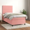 Image de Sommier À Lattes De Lit Avec Matelas Rose 90x190 Cm Velours Vidaxl