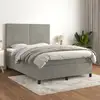 Image de Sommier À Lattes De Lit Et Matelas Gris Clair 140x190cm Velours Vidaxl