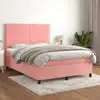 Image de Sommier À Lattes De Lit Avec Matelas Rose 140x200 Cm Velours Vidaxl