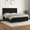 Image de Sommier À Lattes De Lit Avec Matelas Noir 180x200 Cm Velours Vidaxl