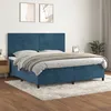 Image de Sommier À Lattes De Lit Et Matelas Bleu Foncé 200x200cm Velours Vidaxl