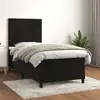 Image de Sommier À Lattes De Lit Avec Matelas Noir 90x190 Cm Velours Vidaxl