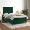 Image de Sommier À Lattes De Lit Et Matelas Vert Foncé 120x200cm Velours Vidaxl