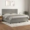 Image de Sommier À Lattes De Lit Et Matelas Gris Clair 200x200cm Velours Vidaxl