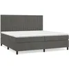 Image de Sommier À Lattes De Lit Et Matelas Gris Foncé 200x200cm Velours Vidaxl