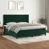 Image de Sommier À Lattes De Lit Et Matelas Vert Foncé 200x200cm Velours Vidaxl