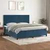 Image de Sommier À Lattes De Lit Et Matelas Bleu Foncé 200x200cm Velours Vidaxl