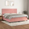 Image de Sommier À Lattes De Lit Avec Matelas Rose 200x200 Cm Velours Vidaxl