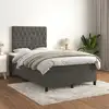 Image de Sommier À Lattes De Lit Et Matelas Gris Foncé 120x200cm Velours Vidaxl