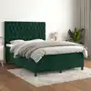 Image de Sommier À Lattes De Lit Et Matelas Vert Foncé 140x190cm Velours Vidaxl