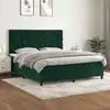Image de Sommier À Lattes De Lit Et Matelas Vert Foncé 160x200cm Velours Vidaxl