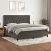 Image de Sommier À Lattes De Lit Et Matelas Gris Foncé 200x200cm Velours Vidaxl