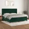 Image de Sommier À Lattes De Lit Et Matelas Vert Foncé 200x200cm Velours Vidaxl