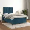 Image de Sommier À Lattes De Lit Et Matelas Bleu Foncé 120x200cm Velours Vidaxl