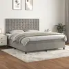 Image de Sommier À Lattes De Lit Et Matelas Gris Clair 160x200cm Velours Vidaxl