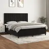Image de Sommier À Lattes De Lit Avec Matelas Noir 180x200 Cm Velours Vidaxl
