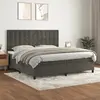 Image de Sommier À Lattes De Lit Et Matelas Gris Foncé 200x200cm Velours Vidaxl