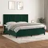 Image de Sommier À Lattes De Lit Et Matelas Vert Foncé 200x200cm Velours Vidaxl